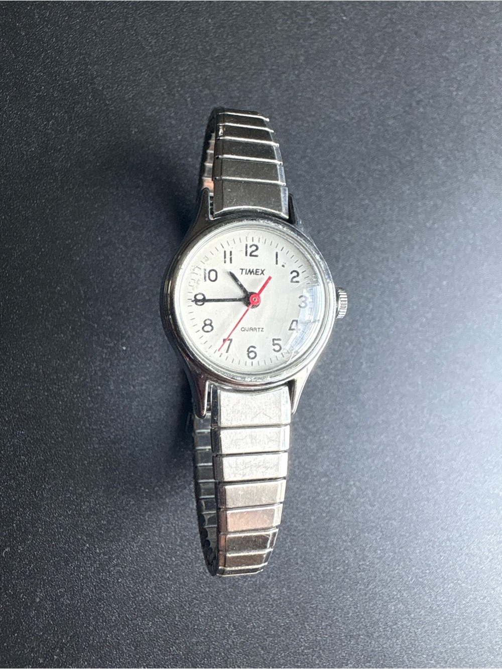 Timex Women's Silver Stainless Steel Watch measurements shown non running